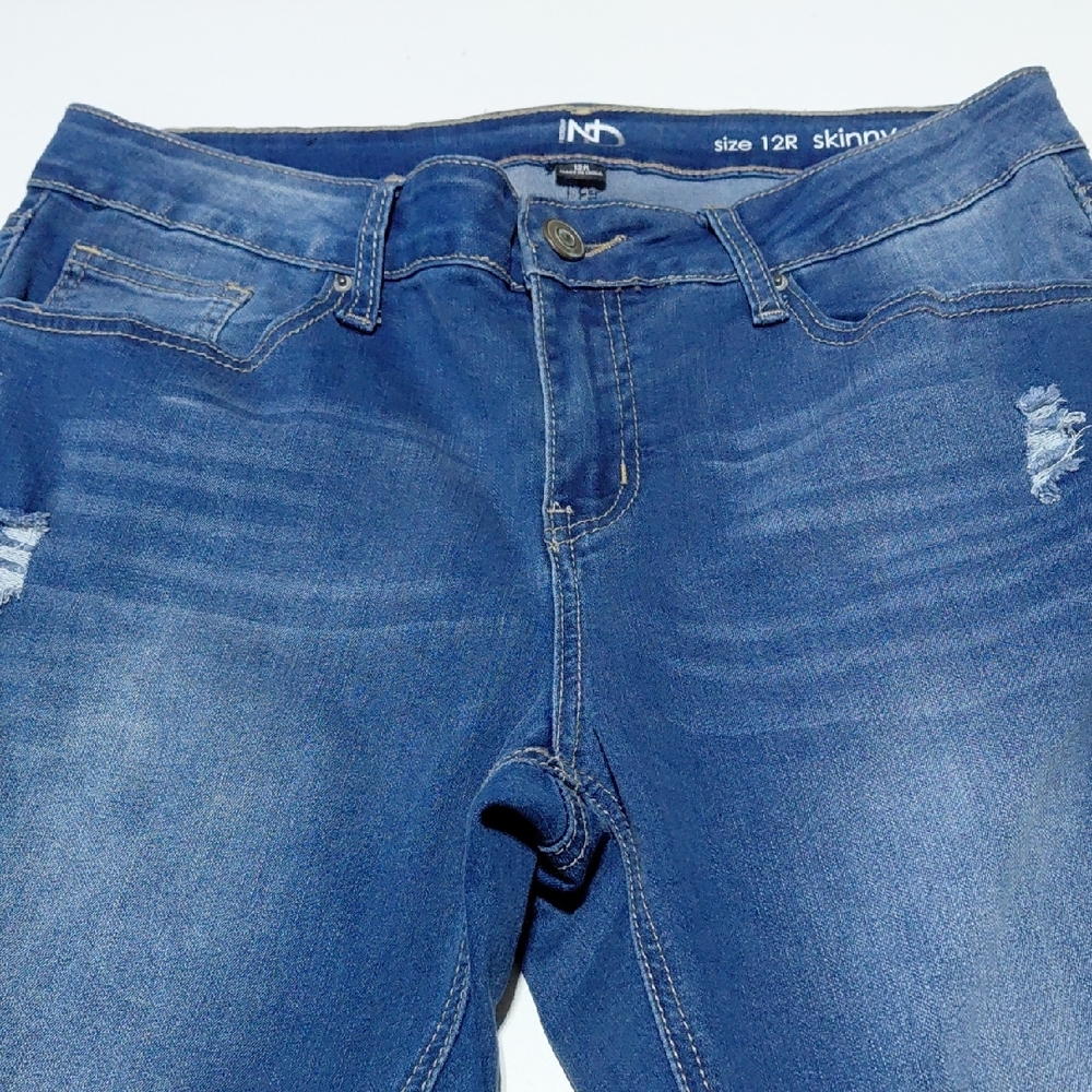 NEW DIRECTIONS Women's Blue Distressed Skinny Jeans Size 12R